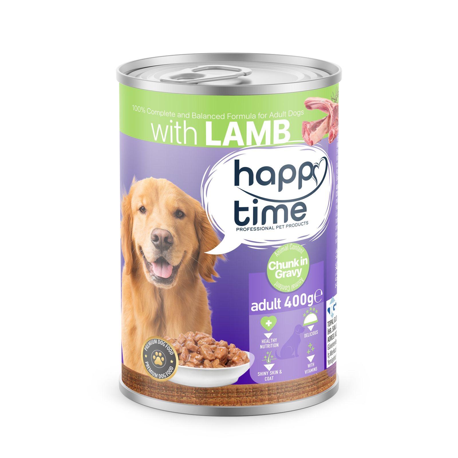 HAPPY TİME YETİŞKİN KÖPEK KUZULU KONSERVE 400 GR